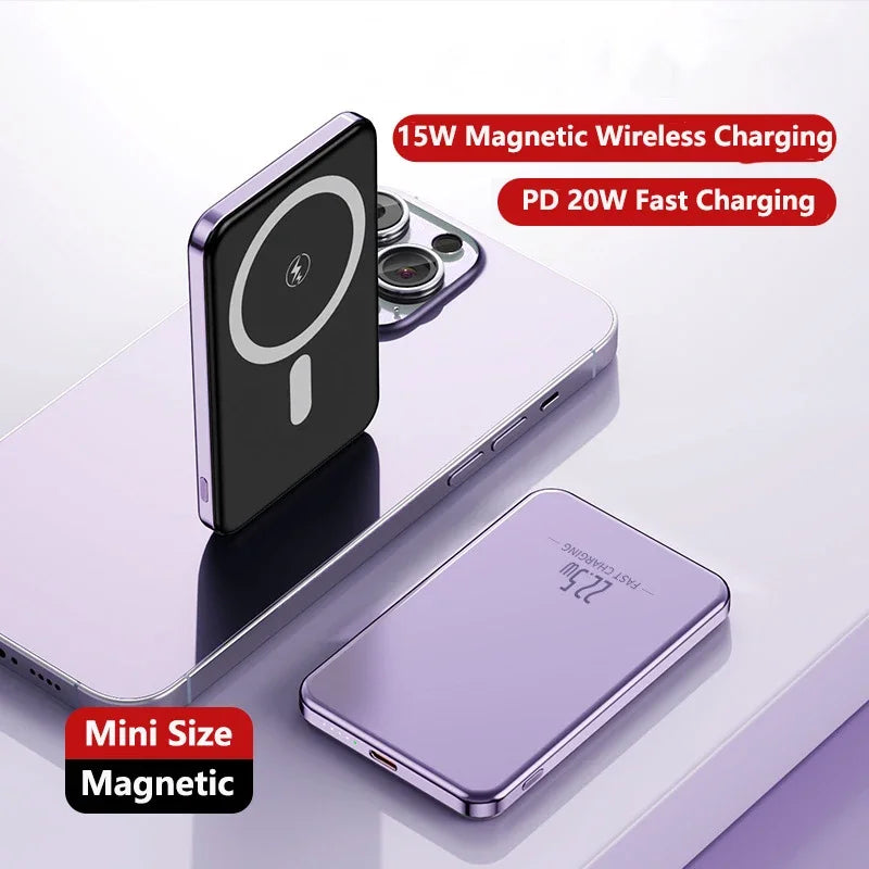 Portable Charger 5000mAh-10000mAh Magnetic Power Bank PD20W Wireless Fast Charging for Magsafe Power Bank